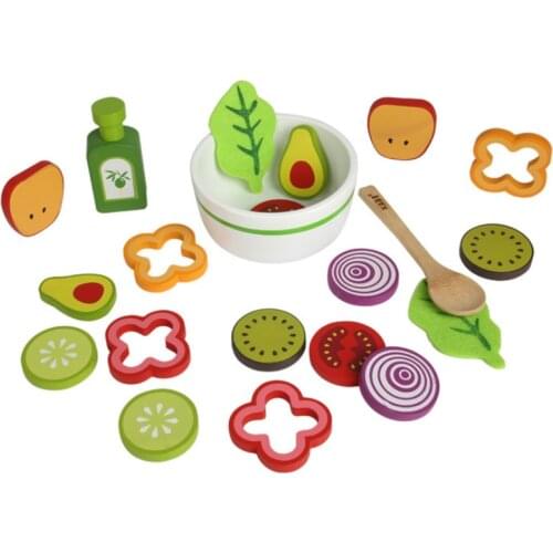 21pcs/set Simulation Wooden Fruit Vegetable Salad Pretend Play Baby Large Size Kitchen Food Toy Kids Educational Birthday Gift