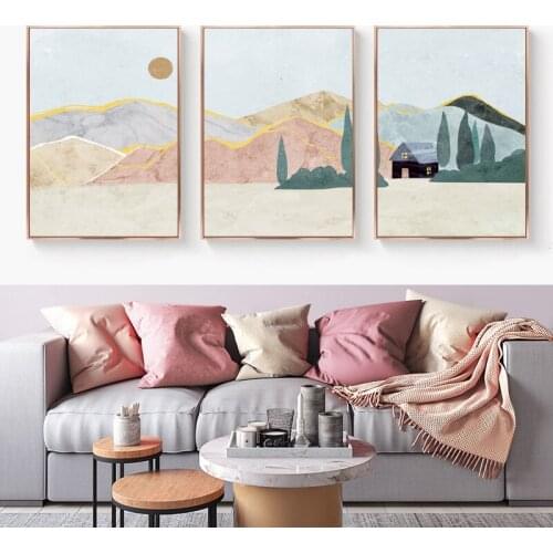 Impressionist Water Color Landscape Painting Plain and pure Style Wall Art Picture and Print for Living Room Bedroom Aisle Decor