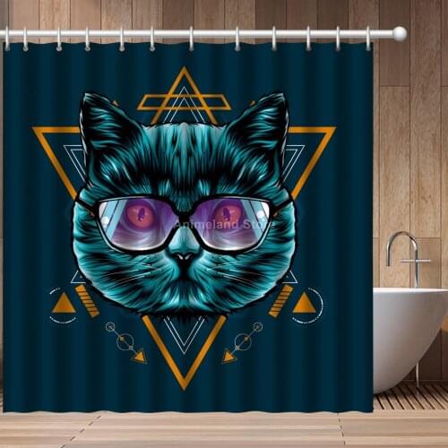 Cool Fashion Animals Cats 3D Print Shower Curtain Bathroom Set With Waterproof Hook Bath Curtains Cartoon Kids African Funny