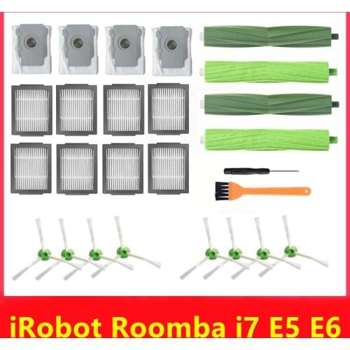 HEPA filter main brush for iRobot Roomba i7 E5 E6 robot vacuum cleaner side brush Dust bag accessories