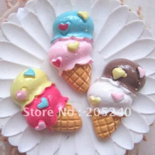 21pcs Mixed 3colors Cute Resin Icecream For Diy Decoration