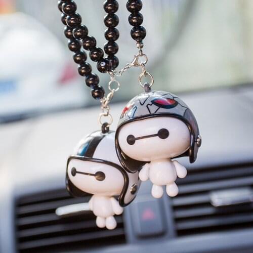 Cute Helmet Car Pendants Robot Doll Car Hanging Ornaments Auto Rearview Mirror Decoration Toys In Car Styling Accessory Gifts