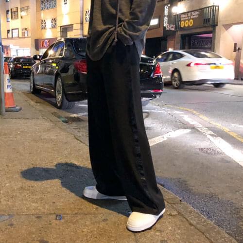 BANNAJI Men`s Loose Fit Pants Street Style Black Harajaku Japanese Baggy Hip Hop Trousers For Male