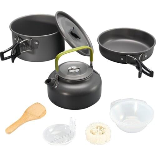 Hot Se Camping Cookware Kit Large Size Pot Pan Kettle Teapots Set With Accessories For Outdoor Camping Hiking And Picnic