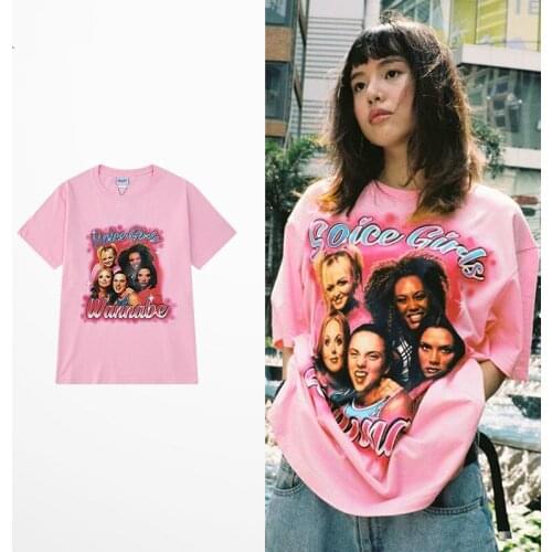 New Fashion Funny Print T Shirt Men Ins Style100% Cotton Retro T Shirts Men And Women Hip Hop Skateboard Oversize Rock Pink Tee