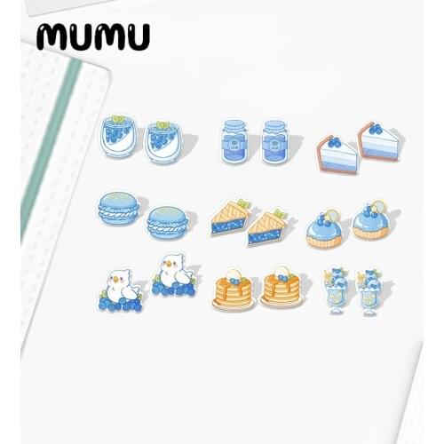 2020 New Blueberry Dessert Stud Earring Cake icecream Acrylic Earrings Resin Epoxy Handmade Jewelry