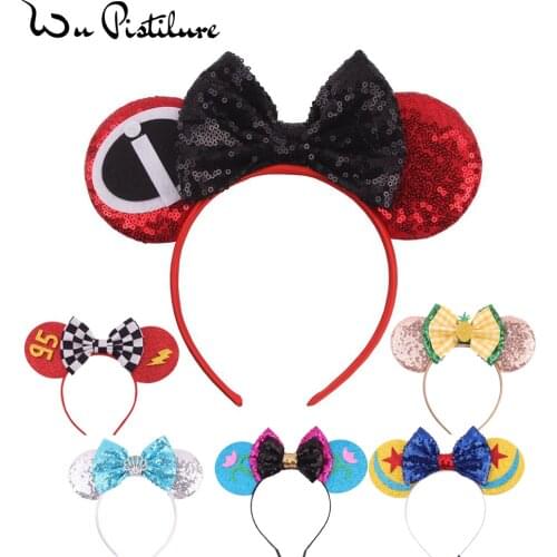New Lovely Girls Cartoon Headband Bows Mickey Minnie Ears Hair Accessories Kid Women Head-Accessories Headdress Head Band Party