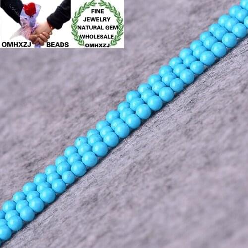 OMHXZJ Wholesale ZB239 2 3mm DIY Bracelet Necklace Jewelry Accessories Components Natural Stone Fine Blue Turquoise Round Beads
