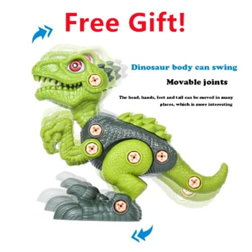 Dinosaur world jigsaw puzzle assembly toys DIY building blocks mini electric drill tools T Jurassic Park Rex characters children