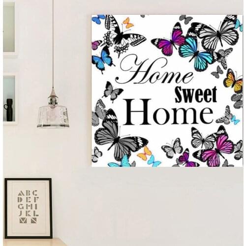 Popular Diy 5D Diamond Embroidery Animal Butterfly Diamond Mosaic Home Sweet Text Diamond Painting Kits Daimond-painting FG1719