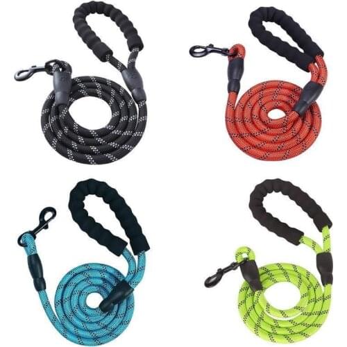 Pet Leash Reflective Strong Dog Leash1.2m 1.5M Long with Padded Handle Heavy Duty Training Durable Nylon Rope Leashes
