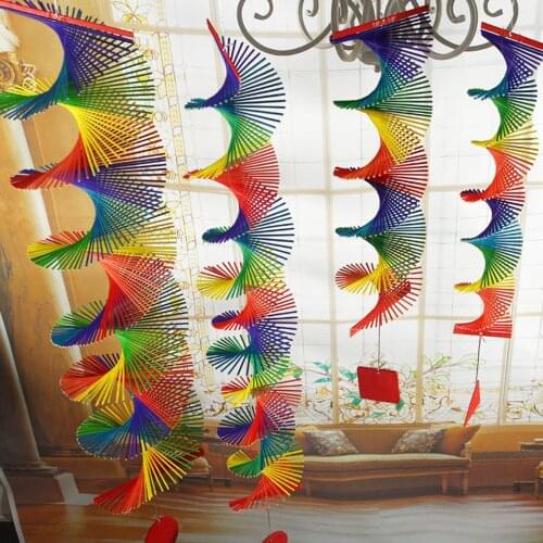 Rainbow 3D Wind Spinner Colorful Handmade Bamboo Hanging Wind Chimes for Garden Outdoor Indoor Decoration