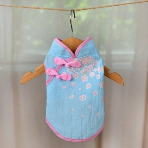 Puppy Dog Flower Print Cheongsam Princess Dress For Small Pet Dog Summer Spring Fashion Clothes Outfit Costume Poodle