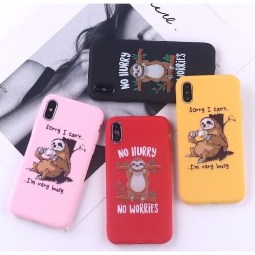 Cute Cartoon Sloth Case for iPhone 11 Pro Max 12 Pro Max 7 8 Plus 6S Plus SE2020 X XS MAX XR Phone Case Sloth Drink Coffee Case