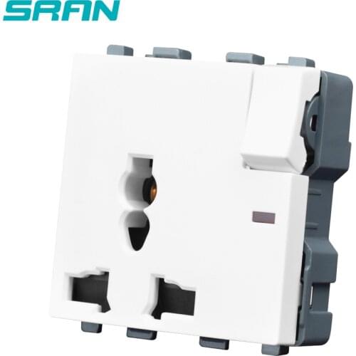 SRAN 52*52 Universal 3pin socket with switch control,function module accessories suitable for 86*86 panels