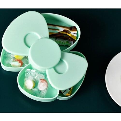 1Pc Bow Shape Rotating 2 Layer Jewelry Box Earrings Necklace Jewelry Organizer 4 Grids Dust-Proof Jewelry Display