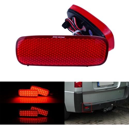ANGRONG 1 Pair LED Rear Bumper Reflector Tail Brake Light Lamps Red Lens For Citroen Peugeot