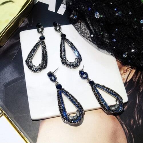 2021 Sale 925 silver needle personality temperament long earrings female Crystal from Swarovskis Fashion nightclub shiny jewelry