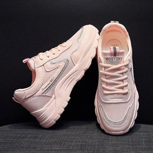 2020 New Femmme non-slip trainers Women casual Shoes mesh breathable Sneakers Fashion leather height Increasing Vulcanize Shoes