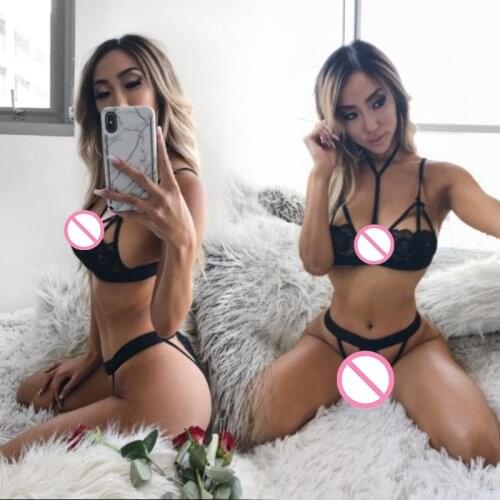Womens Fashion Hot Sale Sexy Transparent Lace Bra Set Eyelash Two-piece Bewitching EnchantingThree-point Sexy Underwear