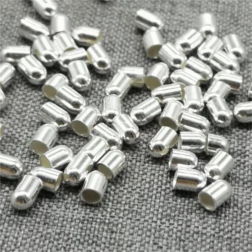 10 Pieces 925 Sterling Silver Tiny Cord End Caps w/ Hole 2mm for Bracelet