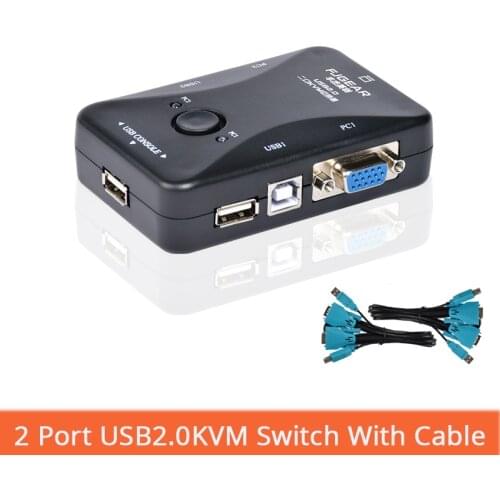 2 Port USB KVM Box Switch Keyboard Mouse To Switch Selector Adapter 1920 X 1440 Connects Printer Keyboard Mouse Monitor