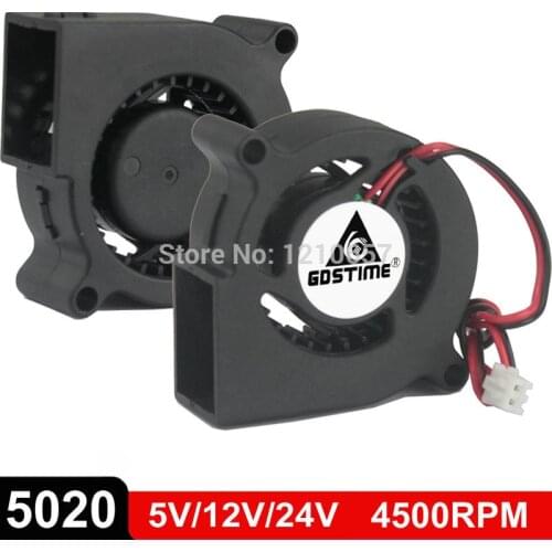 2Pcs/Lot Gdstime 5020 Blower DC 5V 12V 24V Centrifugal Turbine Fan 50mm x 20mm 5cm 2Pin Cooling Cooler