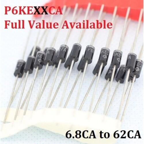 20PCS P6KE6.8CA P6KE8.2CA P6KE10CA P6KE12CA P6KE13CA P6KE15CA 15CA 13CA 12CA 10CA 8CA2 8.2CA 6CA8 6.8CA TVS Diode P6KE