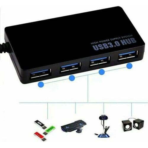 4-Port USB 3.0 Hub 5Gbps Portable for PC Mac Laptop Notebook Desktop