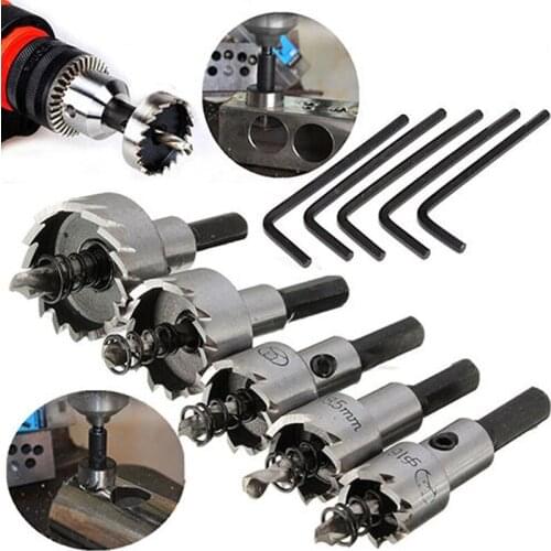 5pcs/set DWZ High Quality 16-30mm HSS Drill Bit Hole Saws Set Alloy Wood Hole Cutter Tool with Wrench