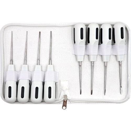 8pcs/set Stainless Steel Dental Elevator Curved Root Minimally Invasive Tooth Extraction Plastic Handle Dentistry Lab Equipment