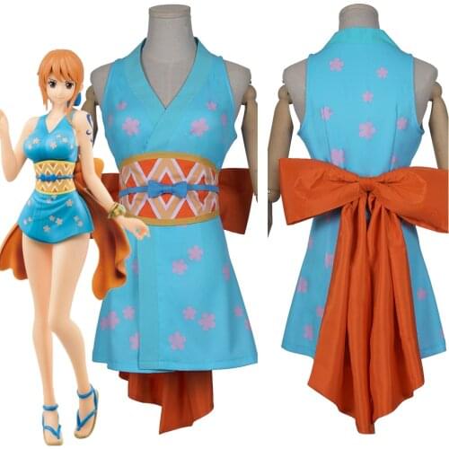 Anime ONE PIECE Nami Cosplay Japanese Kimono Dress Suit Halloween Carnival Fancy Costumes