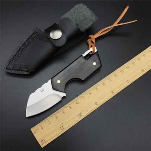 Free shipping The sharpest D2 Tactical Knife Small Survival Black Wood Handle Gift knife Exquisite hanging knife