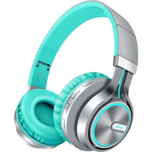 Bluetooth Headphones Romantic LED Light HiFi Stereo Wireless Headphones Over Ear with Mic Foldable Wired/TF Mode for PC TV Phone