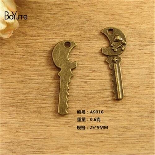 BoYuTe (100 Pieces/Lot) 25*9MM Antique Bronze Plated Zinc Alloy Key Charm Pendant Diy Necklace Jewelry Findings Components