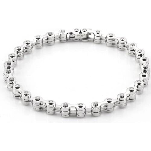 High quality Stainless Steel Biker Chain Bracelets For Men women Silvery Bicycle Motorcycle Bangles Fashion Jewelry accessories