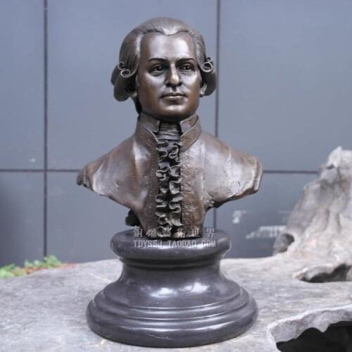 Musician Mozart bronze sculpture portrait Bust Copper Statue Figure musicians decoration craft gift art jewelry Home Furnishing