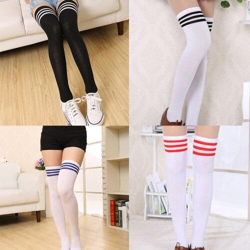 Stockings Cotton Girls Stripe Color Long Knee High Socks JK Uniforms Socks Sports Long Socks For Girls Black And White Stockings