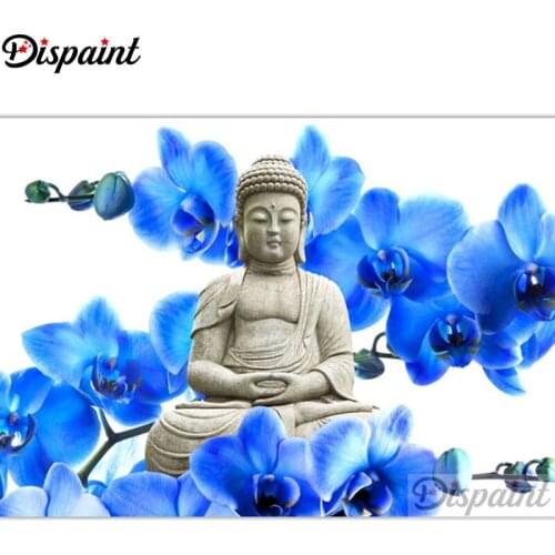 Dispaint Full Diamond Embroidery Diy 5D Diamond Painting Cross Stitch "Religious Buddha orchid"Full Drill Home Room Decor A27589
