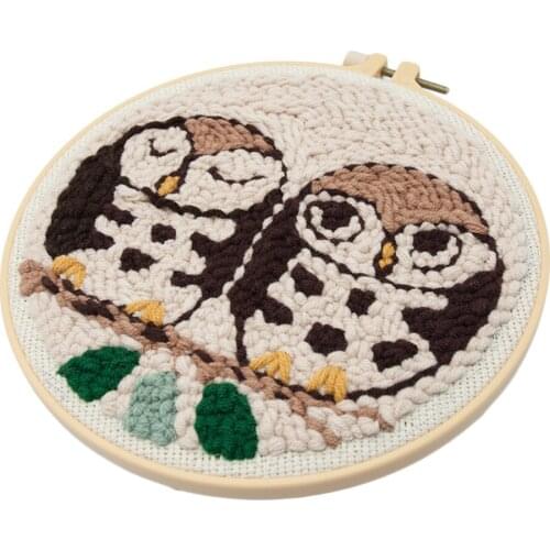 DIY Landscape Punch Needle Embroidery Starter Kits Punch Needle Tool Threader Fabric Embroidery Hoop Yarn Rug Punch Needle