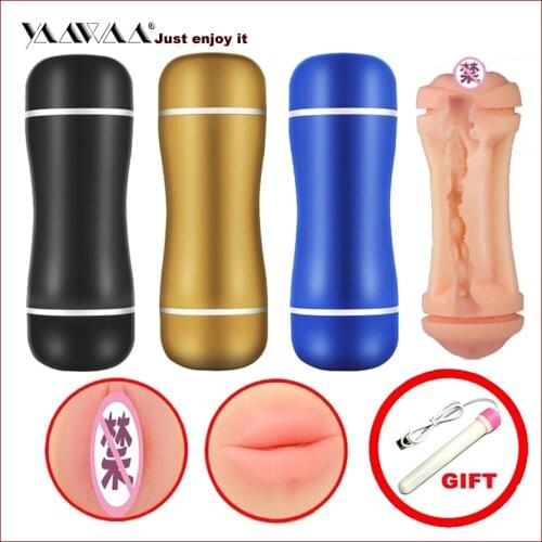 Long big double hole vagina and mouth pussy Male Masturbation Real Pussy Vagina Girls Pussy Artificial Vagina Sex Toys For Man