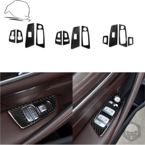 For BMW 5 Series G38 528LI 530LI 540LI Carbon Fiber Window Lifter Control Switch Decor Armrest Panel Refit Stickers Interiors