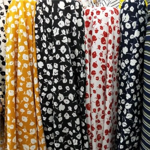 Stretchy Chiffon Fabric Flower Print Cloth Family Wear Dressing Shirt Trousers DIY Sewing Fabric
