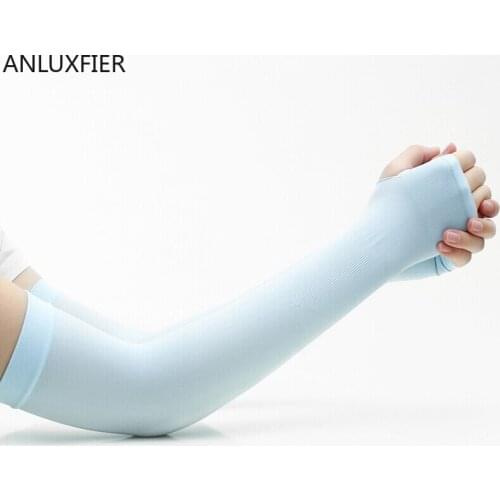 H9980 Ice Silk Sunscreen Arm Warmers Female Summer Outdoor Sun Protection Riding Arm Wear Men Women Pure Color Breathable Sleeve