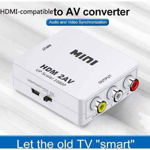 HDMI-compatible TO AV RCA CVSB L/R Video 1080P Converter Support NTSC PAL Output For HDTV DVD Converter Box For PS3/PC/VCR/NTSC