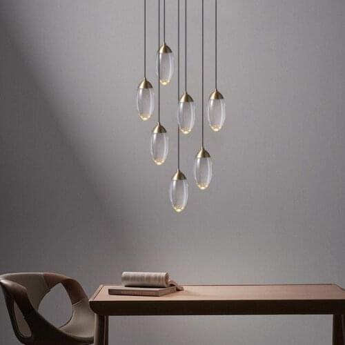 Crystal Stair Chandelier lighting modern copper luxury design hanging lamp for living room/dinning table decoration luminaire