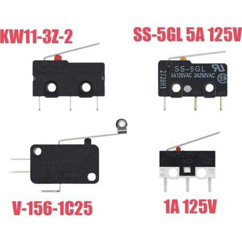10pcs Limit Micro Switch With Three Straight Legs Mouse Side Key Momentary Micro Limit Switch 1A/125VAC For Makerbot MK7/ MK8