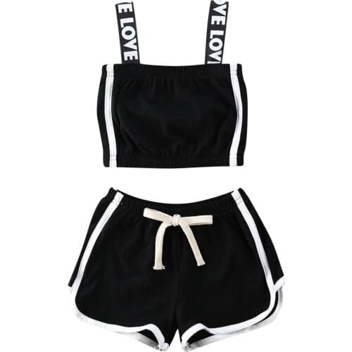 Toddler Baby Girl Kids Sunsuit Clothes Sling Tops + Short Pants Outfits Clothes 2PCS Summer Sports Suit 2-7Y