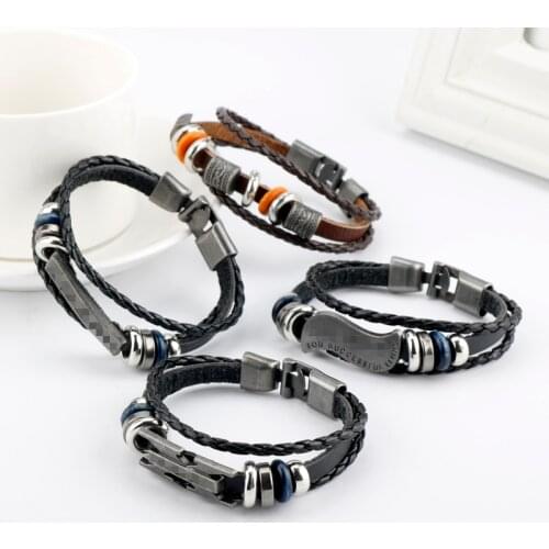 Fashion Style Multi Layer Leather Bracelets Unique Bangle Gifts For Female Male Accessories