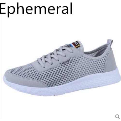 Males Breathable Lace-up Shoes Loafers Summer Mesh Footwear Unisex Plus Size 19-4 Round Toe Light Blue Black Grey Comfortable